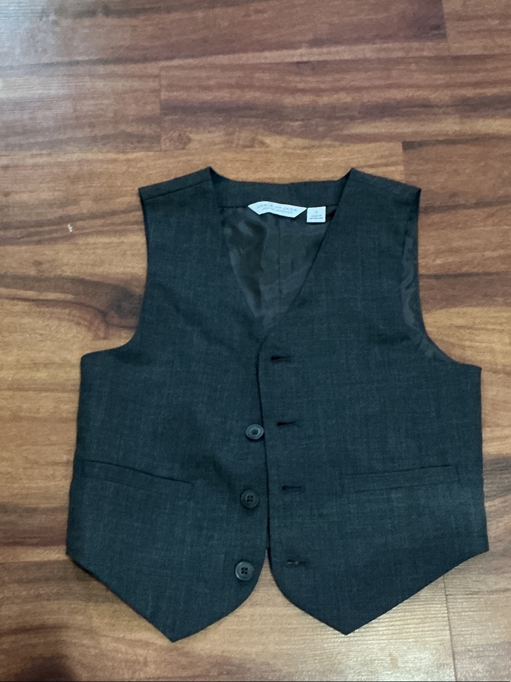 Janie and Jack Men's Charcoal Gray Button-Front Vest kids sz 6
